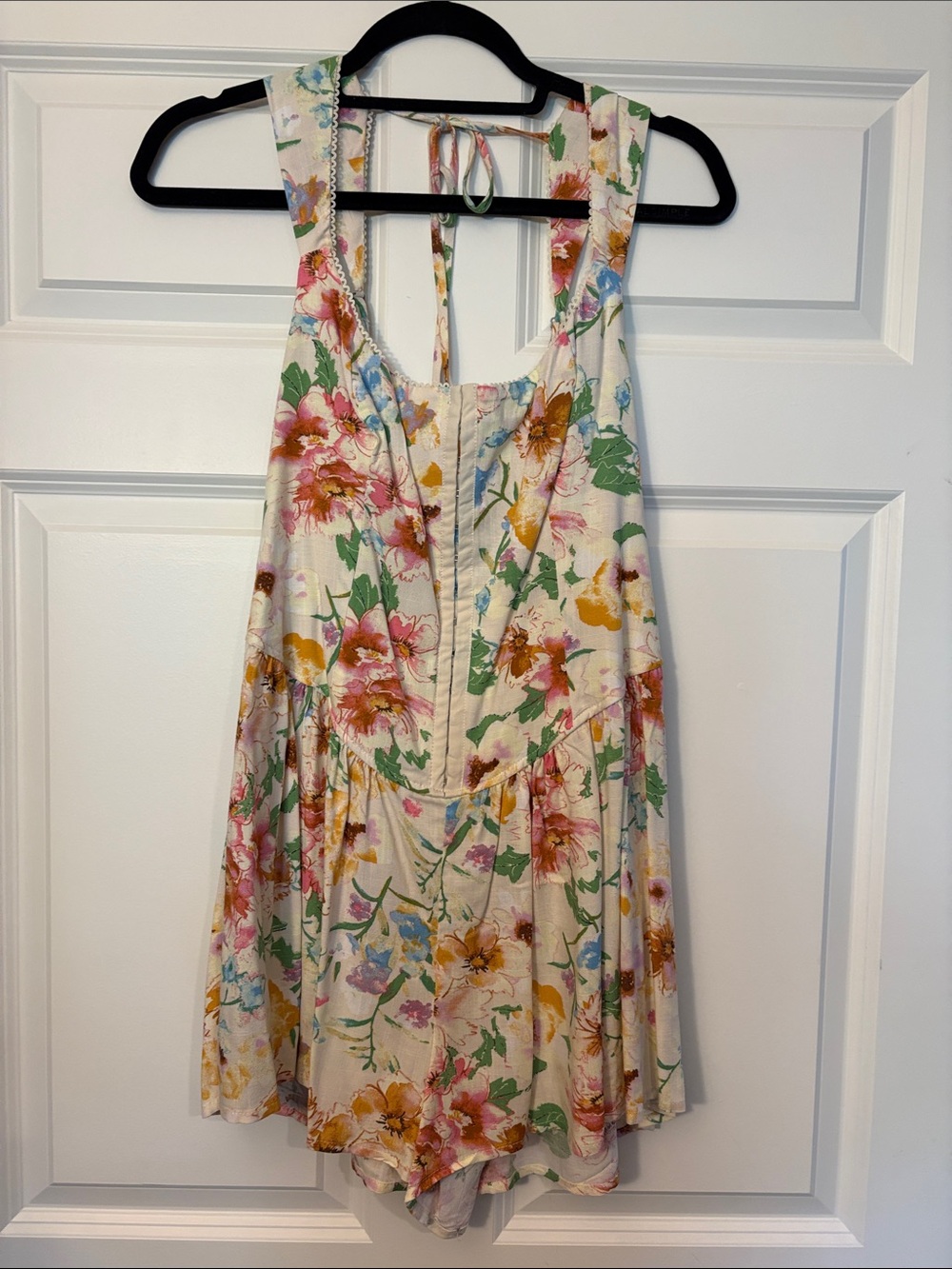 wild fable Floral Tie-Back Romper in Cream with Pink, Green & Yellow
